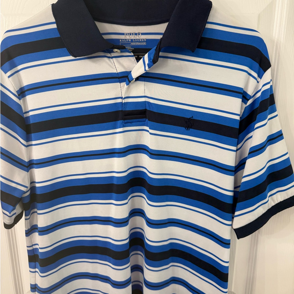Polo By Ralph Lauren Men's Navy And White Striped Polo Shirt